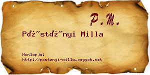 Pöstényi Milla névjegykártya